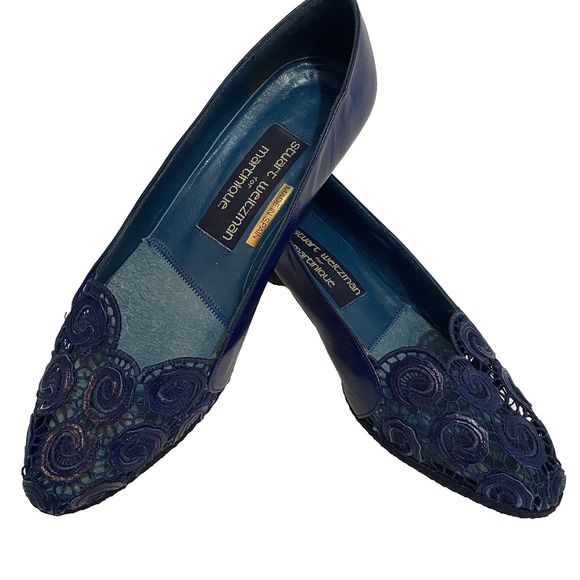 Stuart Weitzman Martinique Wedge Shoes Size 6B Vintage Blue RARE NWT - Picture 14 of 14